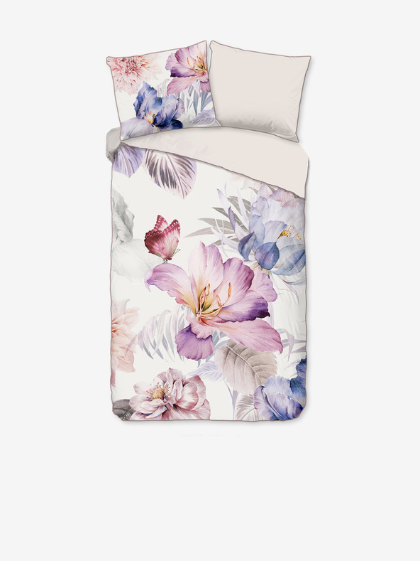 Descanso Ružovo-krémová saténová posteľná bielizeň Descanso 140 x 220 cm