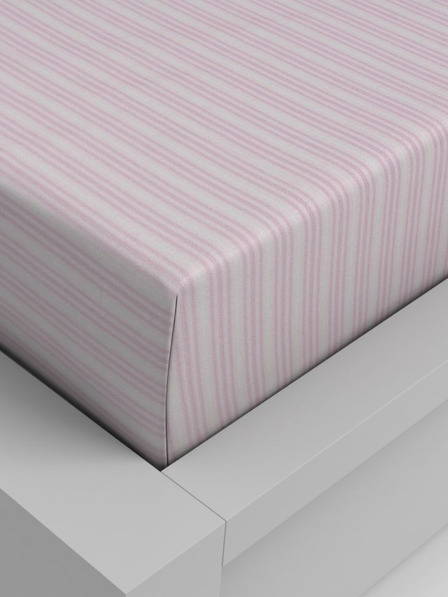 Kvalitex Bavlnené napínacie prestieradlo 90x200cm ružový pruh Kvalitex
