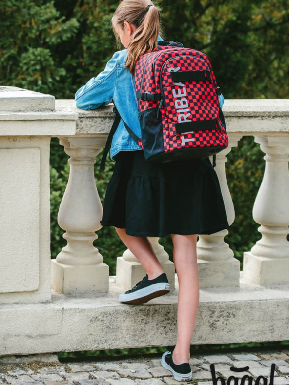 BAAGL  Červený školský batoh skate teribear Baagl