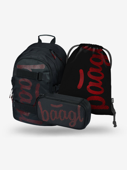 BAAGL  Čierna školská súprava - batoh, peračník, taška Baagl Skate Red
