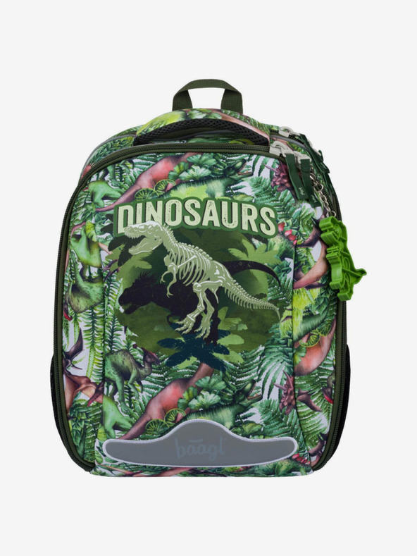 BAAGL  Zelená školská taška shelly dinosaurs Baagl