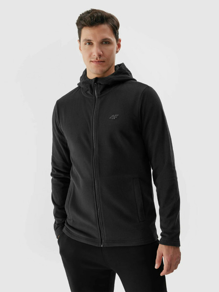 4F Pánska fleece mikina regular s kapucňou 4F