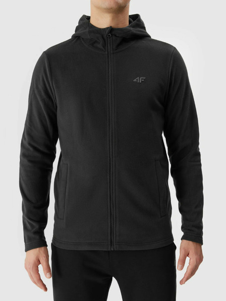 4F Pánska fleece mikina regular s kapucňou 4F
