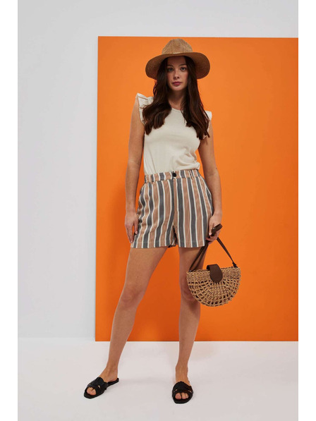 Moodo Gray-brown women's striped shorts Moodo