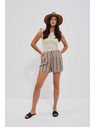 Moodo Gray-brown women's striped shorts Moodo