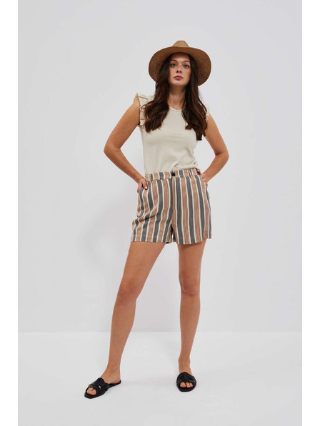 Moodo Gray-brown women's striped shorts Moodo