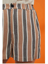 Moodo Gray-brown women's striped shorts Moodo