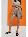 Moodo Gray-brown women's striped shorts Moodo