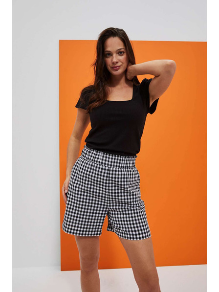 Moodo White-black checked women's shorts Moodo