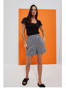 Moodo White-black checked women's shorts Moodo