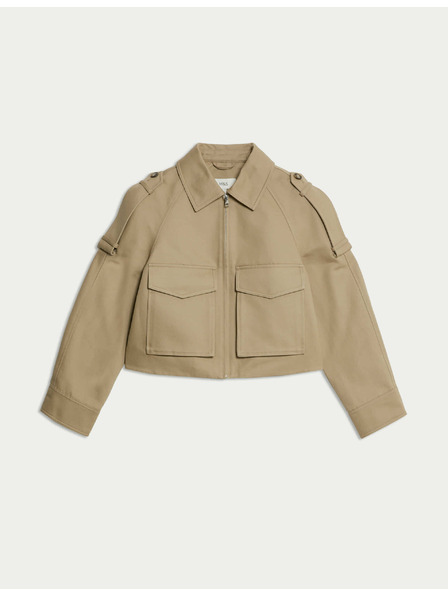 Marks & Spencer Funkčná bunda vo štýle Trucker z čistej bavlny Marks & Spencer smotanová