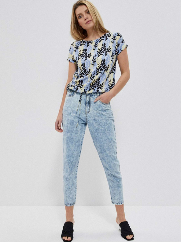 Moodo Modrá dámska vzorovaná blúzka Moodo