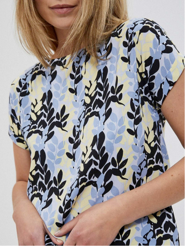 Moodo Modrá dámska vzorovaná blúzka Moodo