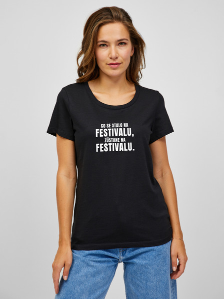 ZOOT.Original Čierne dámske tričko ZOOT.Original Čo sa stane na festivale, zostane na festivale