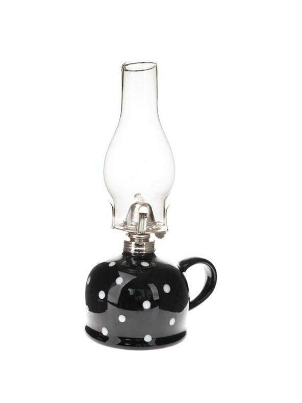 Casa de Engel Keramická petrolejová lampa, čierna s bodkami, 0/9