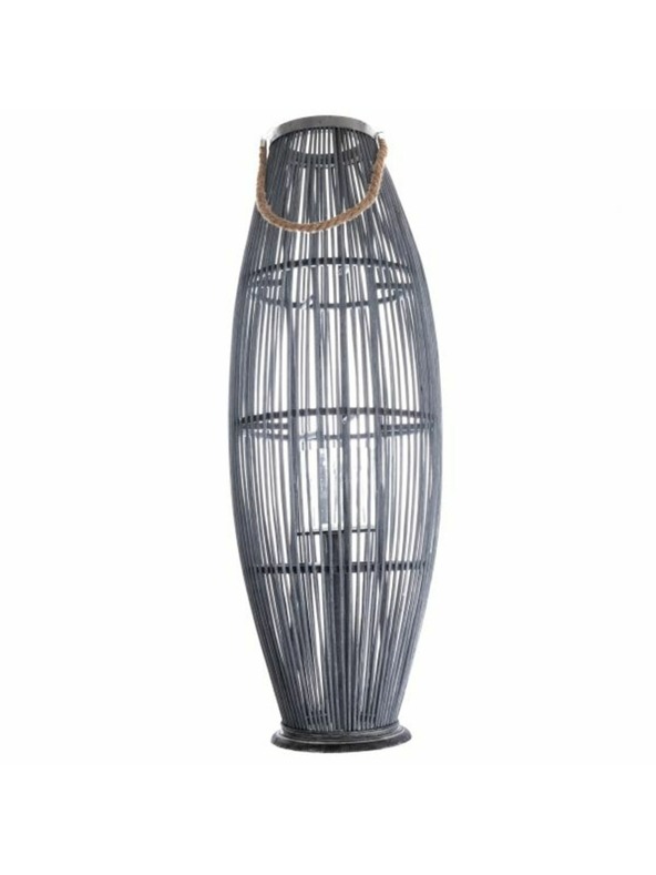 Casa de Engel Bambusový lampáš so sklom, sivý, 0/2