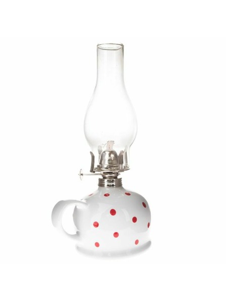Casa de Engel Keramická petrolejová lampa, biela s červenými bodkami, 0/9