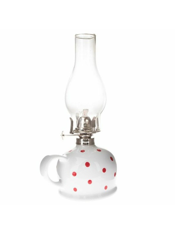 Casa de Engel Keramická petrolejová lampa, biela s červenými bodkami, 0/9