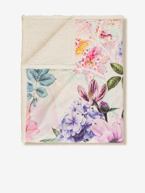 Descanso Krémový kvetovaný pléd Descanso 130 x 160 cm