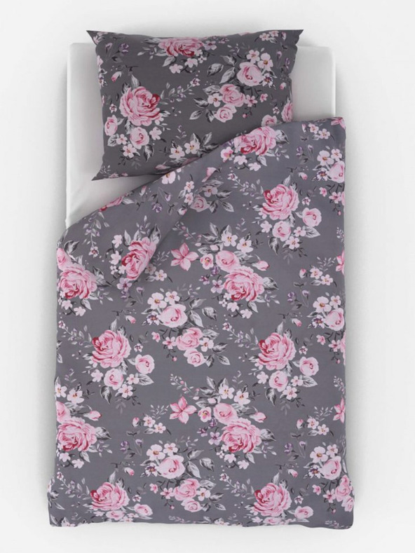 Kvalitex Francúzska bavlnená posteľná bielizeň Provence Collection 200x200, 70x90cm Beatrice sivá Qualitex