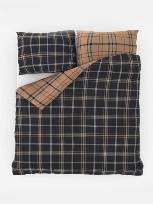 Kvalitex Francúzska bavlnená posteľná bielizeň NORDIC COLLECTION 220x200, 70x90cm CARO tmavohnedá