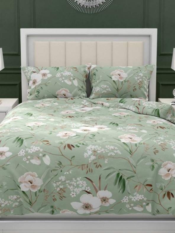Kvalitex Klasická bavlnená posteľná bielizeň DELUX 140x200, 70x90cm MAGNOLIA zelená