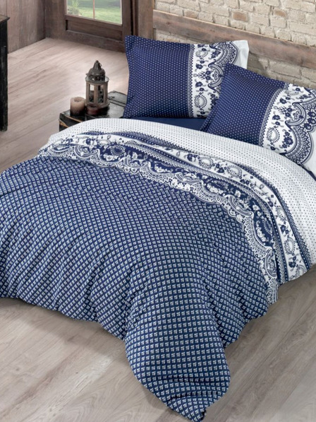 Kvalitex Predĺžená bavlnená posteľná bielizeň Standard Canzone modrá 140x220, 70x90cm Kvalitex