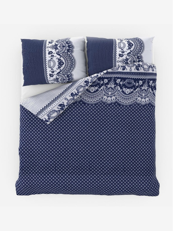 Kvalitex Predĺžená bavlnená posteľná bielizeň Standard Canzone modrá 140x220, 70x90cm Kvalitex