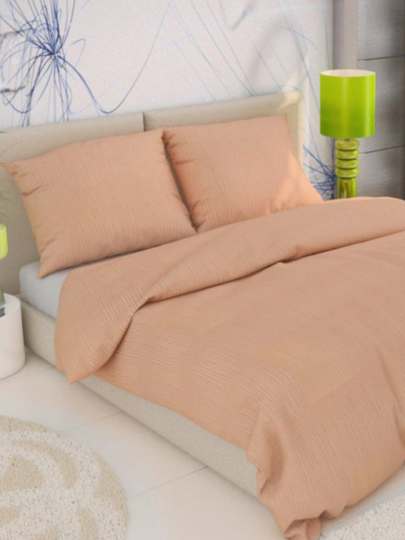 Kvalitex Francúzske krepové posteľné obliečky 240x200, 70x90cm lososové Kvalitex