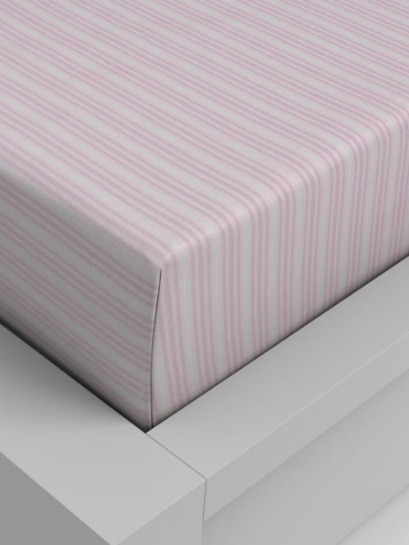Kvalitex Bavlnené napínacie prestieradlo 140x200cm ružový prúžok Kvalitex