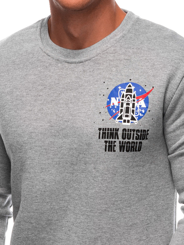 Edoti EDOTI Pánska mikina bez kapuce, sivá