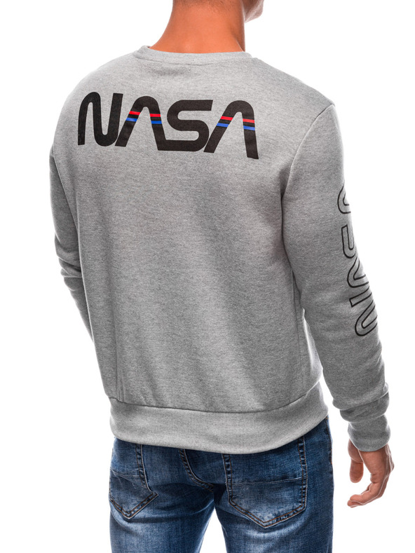 Edoti EDOTI Pánska mikina bez kapuce, sivá