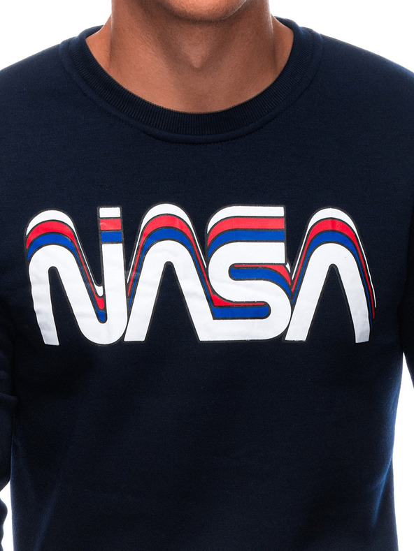 Edoti EDOTI Pánska mikina bez kapuce, tmavomodrá