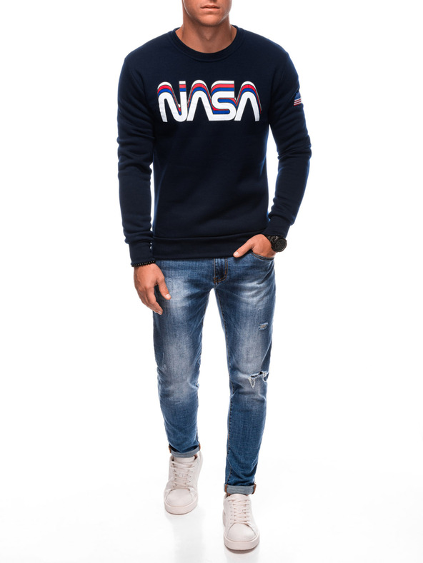 Edoti EDOTI Pánska mikina bez kapuce, tmavomodrá