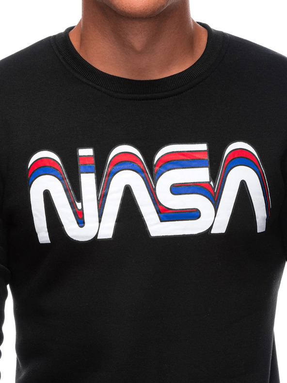 Edoti EDOTI Pánska mikina bez kapuce, čierna