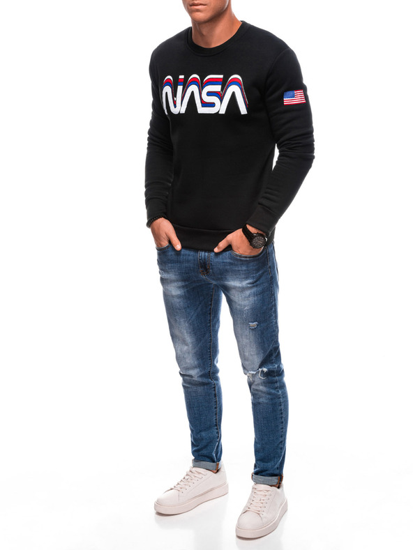 Edoti EDOTI Pánska mikina bez kapuce, čierna