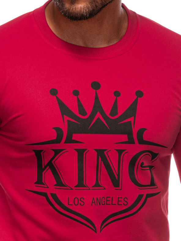 Edoti EDOTI Pánska mikina bez kapuce, červená