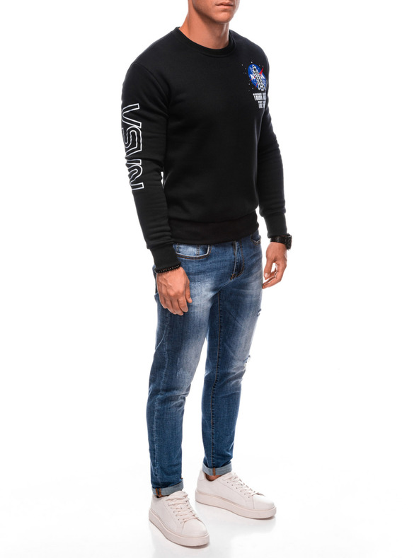 Edoti EDOTI Pánska mikina bez kapuce, čierna