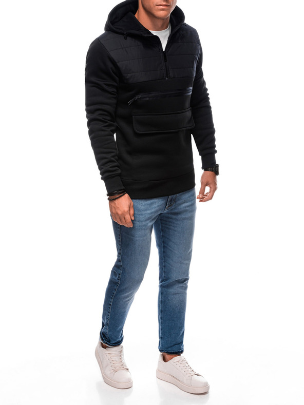 Edoti EDOTI Pánska mikina s kapucou, čierna