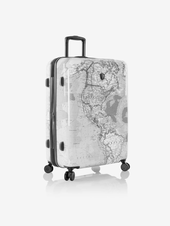 Heys Sada troch vzorkovaných cestovných kufrikov v bielej farbe Heys Journey 3G S,M,L Black/White Map