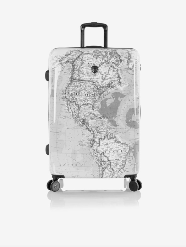 Heys Sada troch vzorkovaných cestovných kufrikov v bielej farbe Heys Journey 3G S,M,L Black/White Map