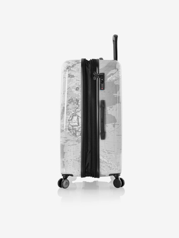 Heys Sada troch vzorkovaných cestovných kufrikov v bielej farbe Heys Journey 3G S,M,L Black/White Map