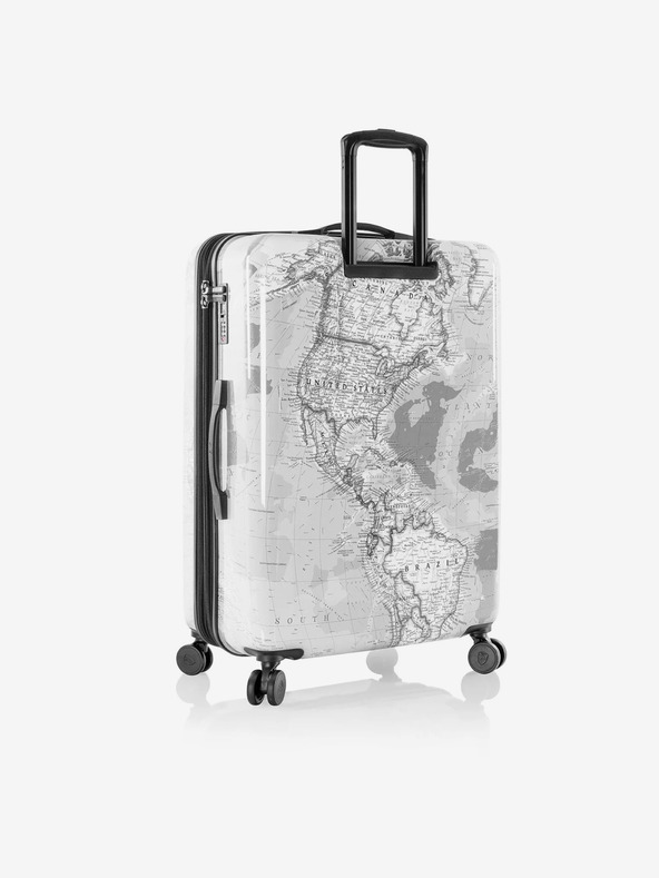 Heys Sada troch vzorkovaných cestovných kufrikov v bielej farbe Heys Journey 3G S,M,L Black/White Map