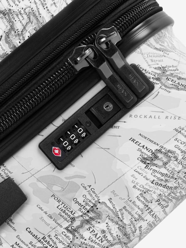 Heys Sada troch vzorkovaných cestovných kufrikov v bielej farbe Heys Journey 3G S,M,L Black/White Map