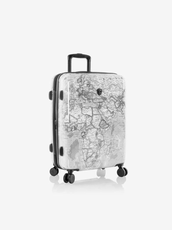 Heys Sada troch vzorkovaných cestovných kufrikov v bielej farbe Heys Journey 3G S,M,L Black/White Map