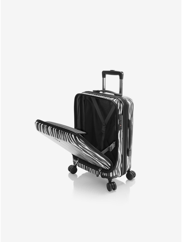 Heys Bielo-čierny cestovný kufor so zvieracím vzorom Heys EZ Fashion S Zebra