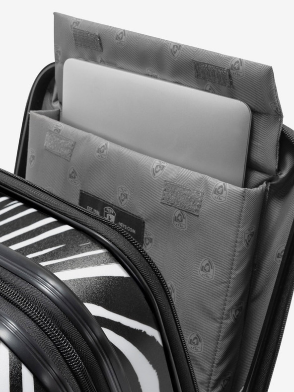 Heys Bielo-čierny cestovný kufor so zvieracím vzorom Heys EZ Fashion S Zebra