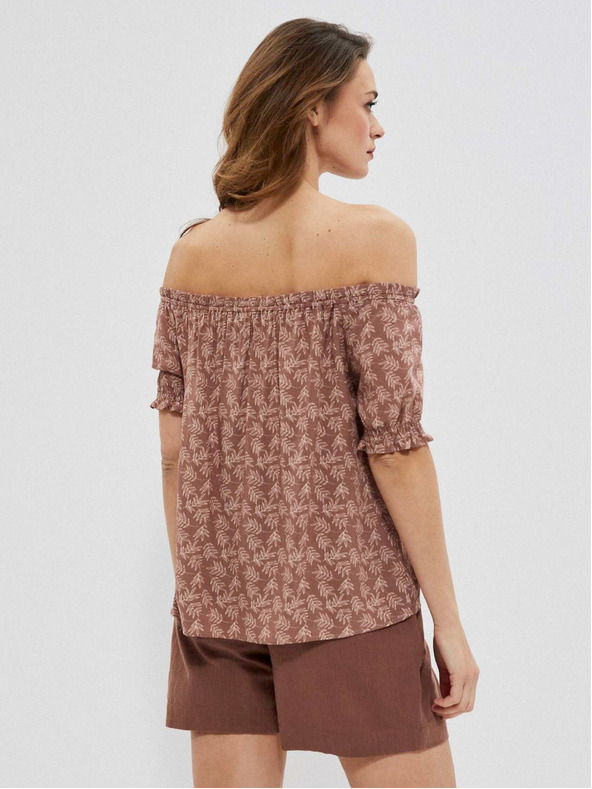 Moodo Hnedá dámska kvetovaná blúzka Moodo