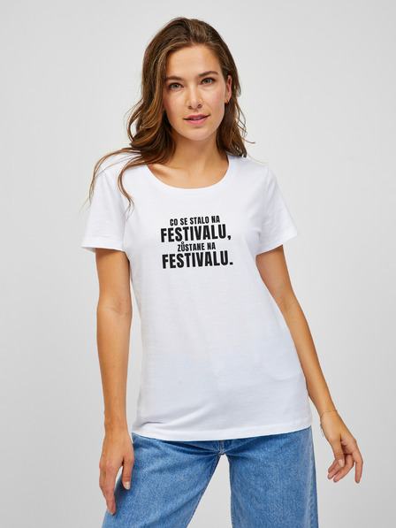 ZOOT.Original Biele dámske tričko ZOOT.Original Čo sa stane na festivale, zostane na festivale