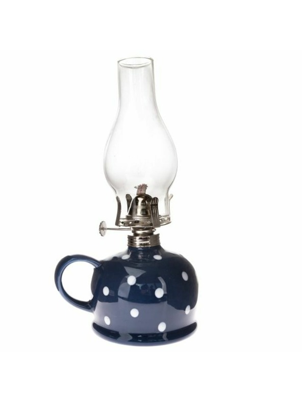 Casa de Engel Keramická petrolejová lampa - modrá s bielymi bodkami, 0/9